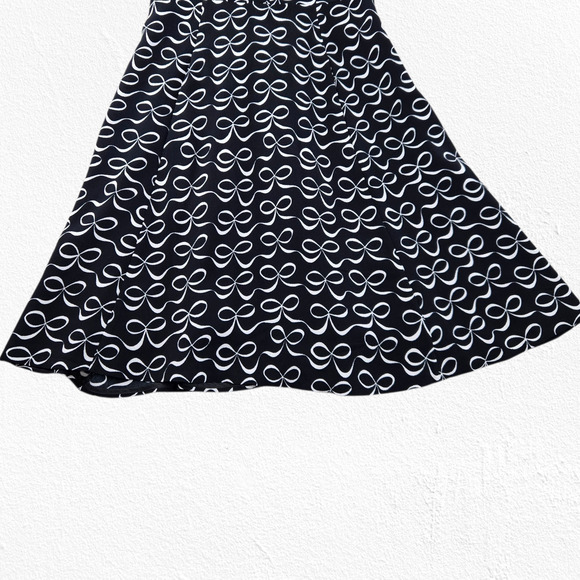 Kate Spade Mackenna Black White Bow Print Dress Size 0 Sleeveless A-Line Dress - Picture 3 of 11